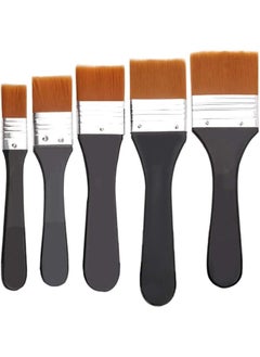 SHOWAY Professional Paint Brushes Nice Bristle Paintbrush Heads 5 Piece Pack Set Studio Craft Technique Paint Brushes Set Flat Brush Set, Multi-Purpose Wall Brushes for Home Barbecue Oil Painting  - Image 1