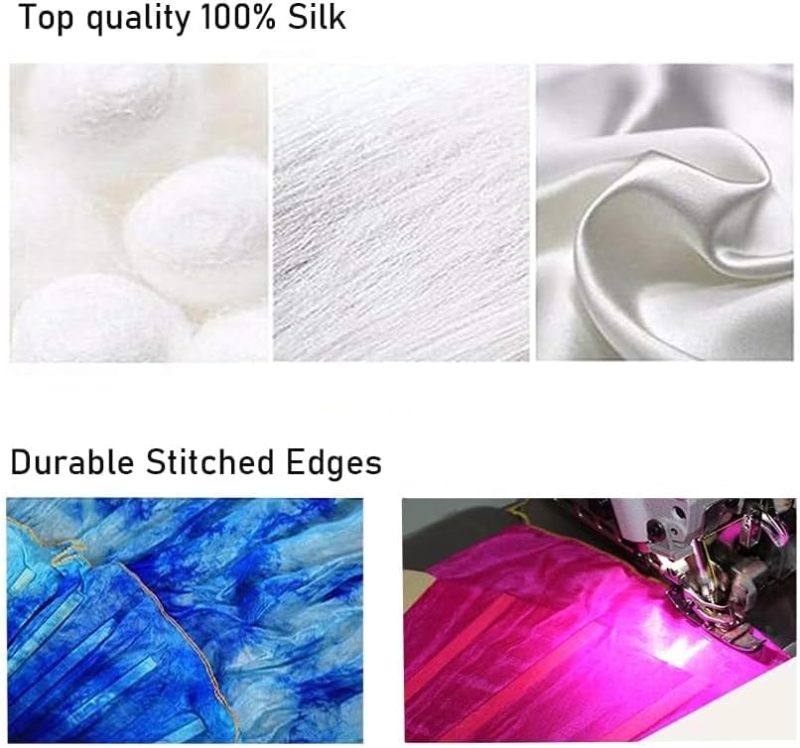 Silk Fans 180Cm Blue Purple Orange - Handmade Real Silk Belly Dance Fans With Durable 3-Line Rolled Edges - Collapsible Long Silk Veil Fans For Women Performance Wedding Halloween - Image 4