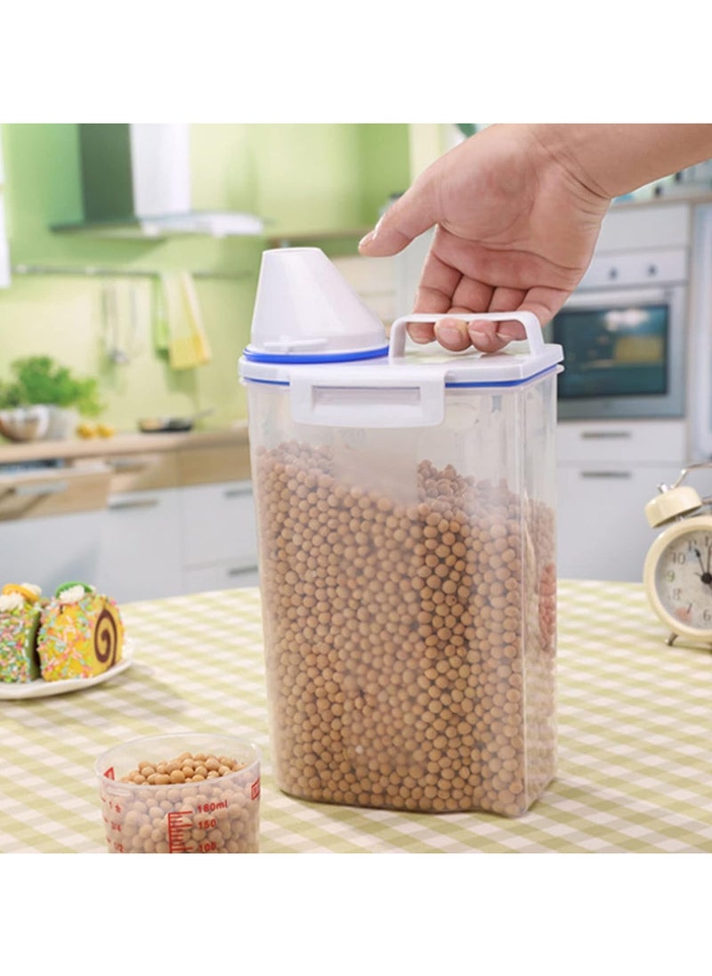 Kimaya - Rice Storage Container 2kg Dry Food Airtight Cereal Container with Measuring Cup Lid, BPA-Free Plastic Transparent Bulk Grain Dispenser Box for Oatmeal, Flour, Nuts - Image 1
