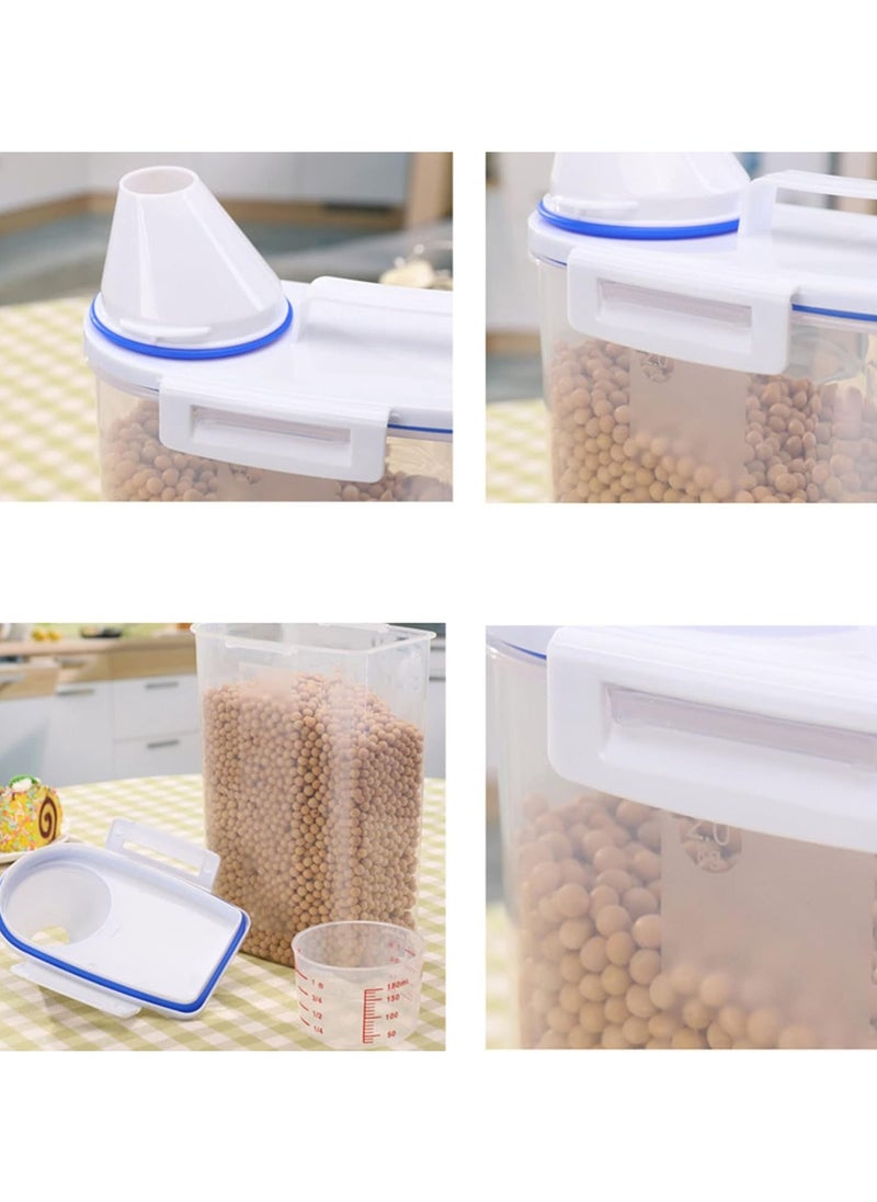 Kimaya - Rice Storage Container 2kg Dry Food Airtight Cereal Container with Measuring Cup Lid, BPA-Free Plastic Transparent Bulk Grain Dispenser Box for Oatmeal, Flour, Nuts - Image 1