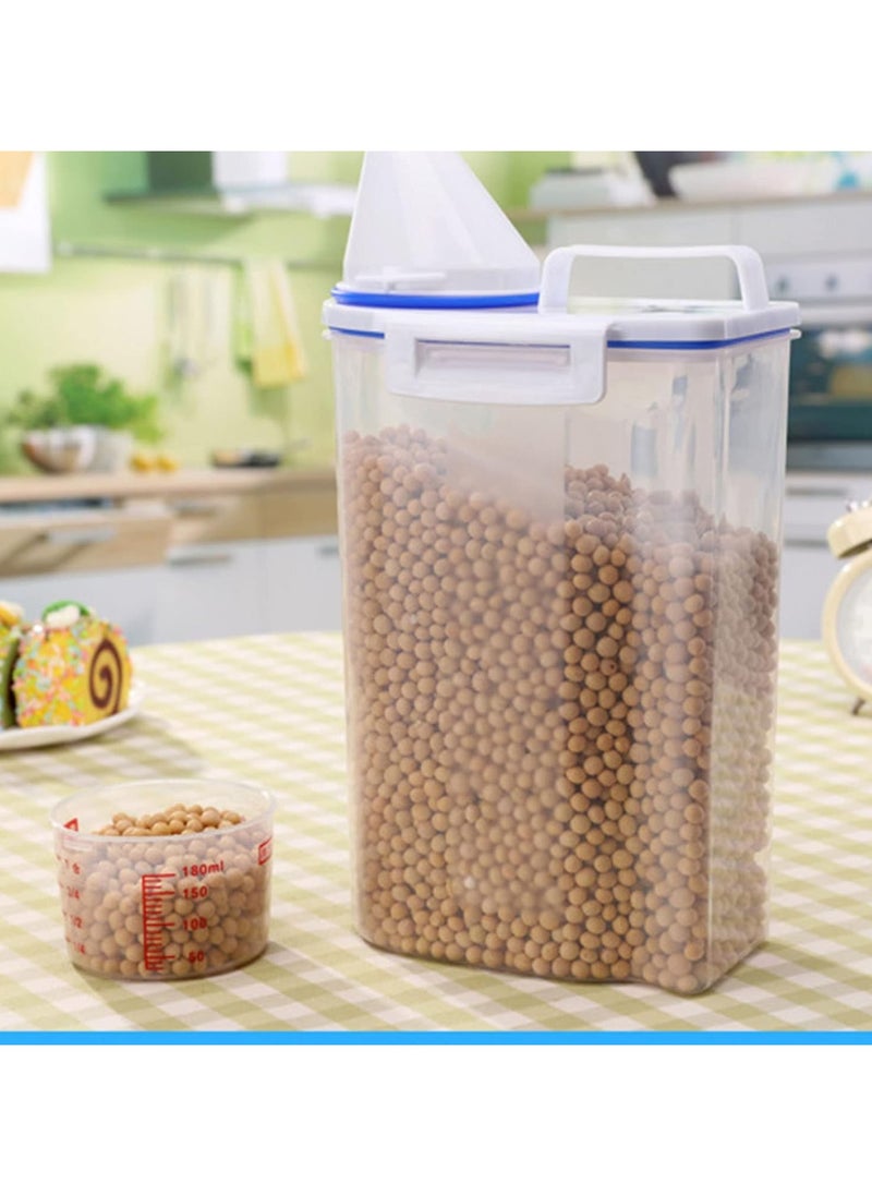 Kimaya - Rice Storage Container 2kg Dry Food Airtight Cereal Container with Measuring Cup Lid, BPA-Free Plastic Transparent Bulk Grain Dispenser Box for Oatmeal, Flour, Nuts - Image 1