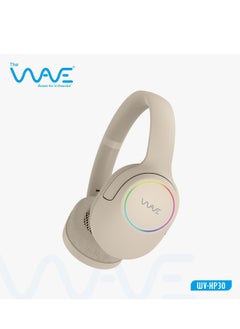Wave Wireless Stereo Headphones HP30 – RGB Lights, 10-Hour Battery, Noise Reduction, 90° Rotatable, Apricot  - Image 1