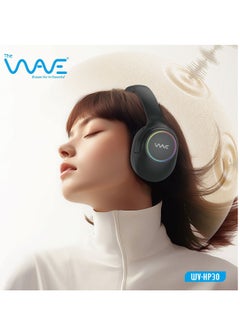 Wave Wireless Stereo Headphones HP30 – RGB Lights, 10-Hour Battery, Noise Reduction, 90° Rotatable, Apricot  - Image 2