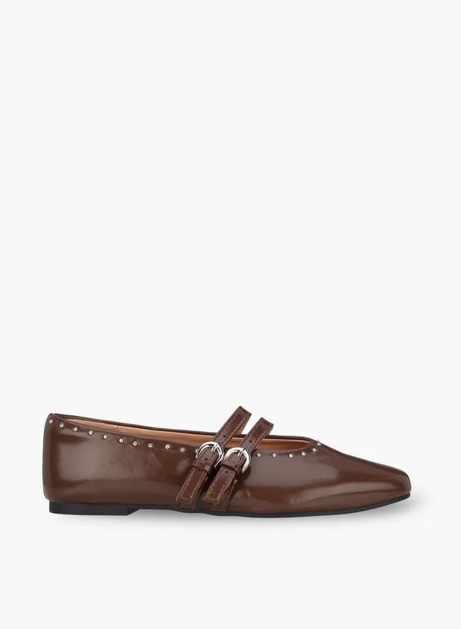 Celeste BROWN Women Embellished Double Strap Mary Jane Shoes for Women | Best Price UAE