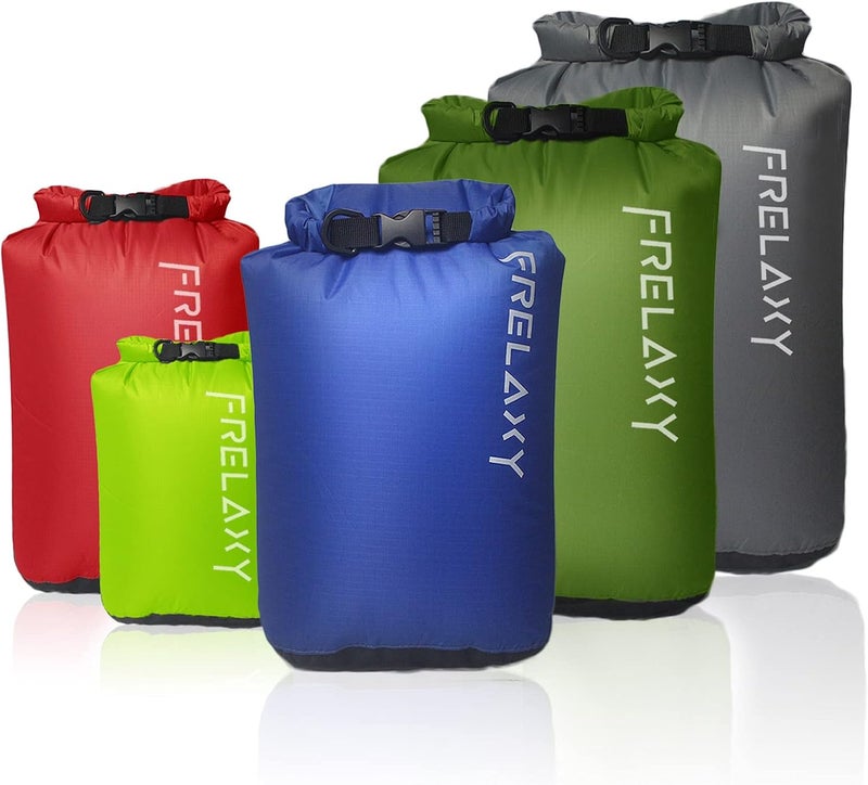 Frelaxy حقيبة جافة 3-عبوة/5-عبوة، حقيبة جافة فائقة الخفة، حقائب خارجية تحافظ على المعدات جافة للتنزه، والتخييم، والتجديف، والتخييم، والسباحة، والإبحار. - Image 1
