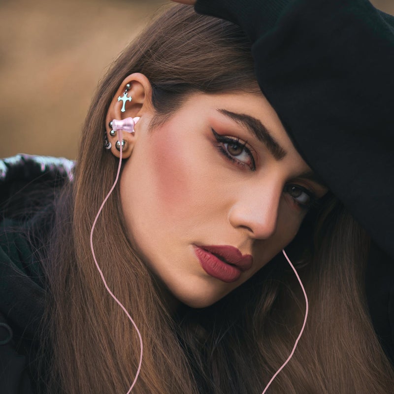 Headphone 3.5mm Jack Earphone Sweatproof Stereo Strong Bass Headset with Mic for Phone Rose - Image 5