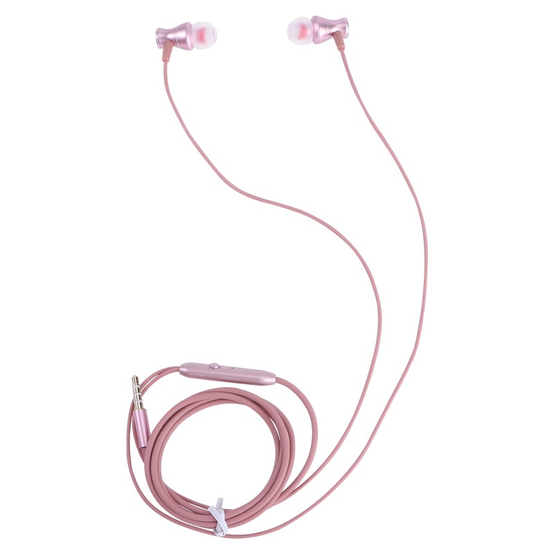 Headphone 3.5mm Jack Earphone Sweatproof Stereo Strong Bass Headset with Mic for Phone Rose - Image 1