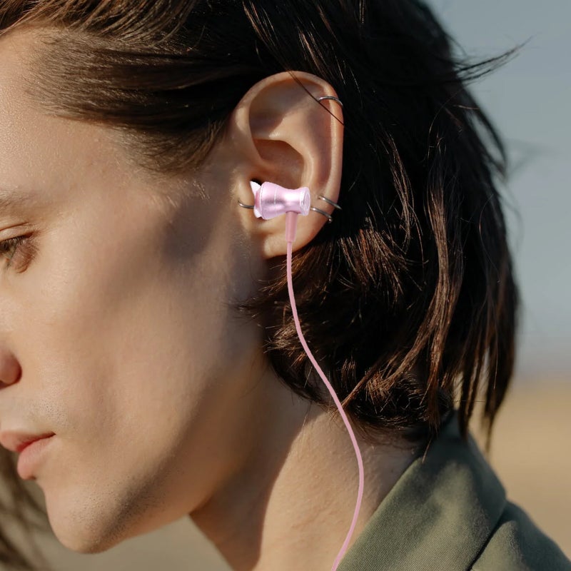 Headphone 3.5mm Jack Earphone Sweatproof Stereo Strong Bass Headset with Mic for Phone Rose - Image 4