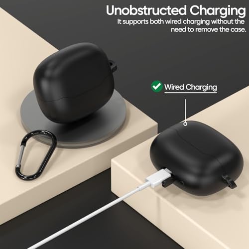 Sounce Premium Silicone Earphone Case Cover Compatible with Boat Airdopes Prime 701 ANC – Shock Absorbing Protective Skin with Soft Anti-Slip Grip, Scratch & Dust Resistant, Front LED Visible (Black) - Image 2