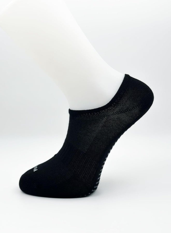 Balanced Yoga Stuff Non-Slip Grip Athletic Low Cut Socks, 2 Pairs, Gray, Black, Cushioned Performance No Show Unisex (US, Numeric, 6, 10, Regular, Regular, 2, Grey Black) - Image 5