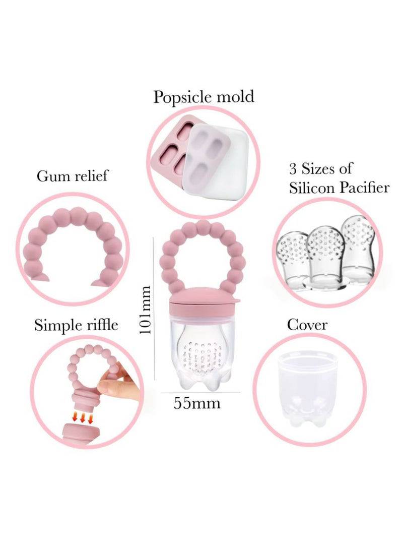 Fresh Food Feeder & Teether, BPA-Free Pacifier with Freezer Tray, 3 Replacement Pouches & Popsicle Molds , 6 Months and Above .(Pink).  - Image 2