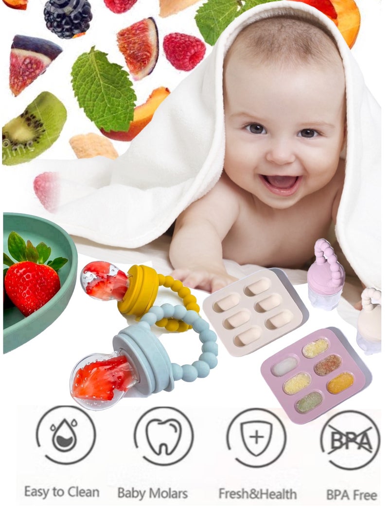 Fresh Food Feeder & Teether, BPA-Free Pacifier with Freezer Tray, 3 Replacement Pouches & Popsicle Molds , 6 Months and Above .(Pink).  - Image 3