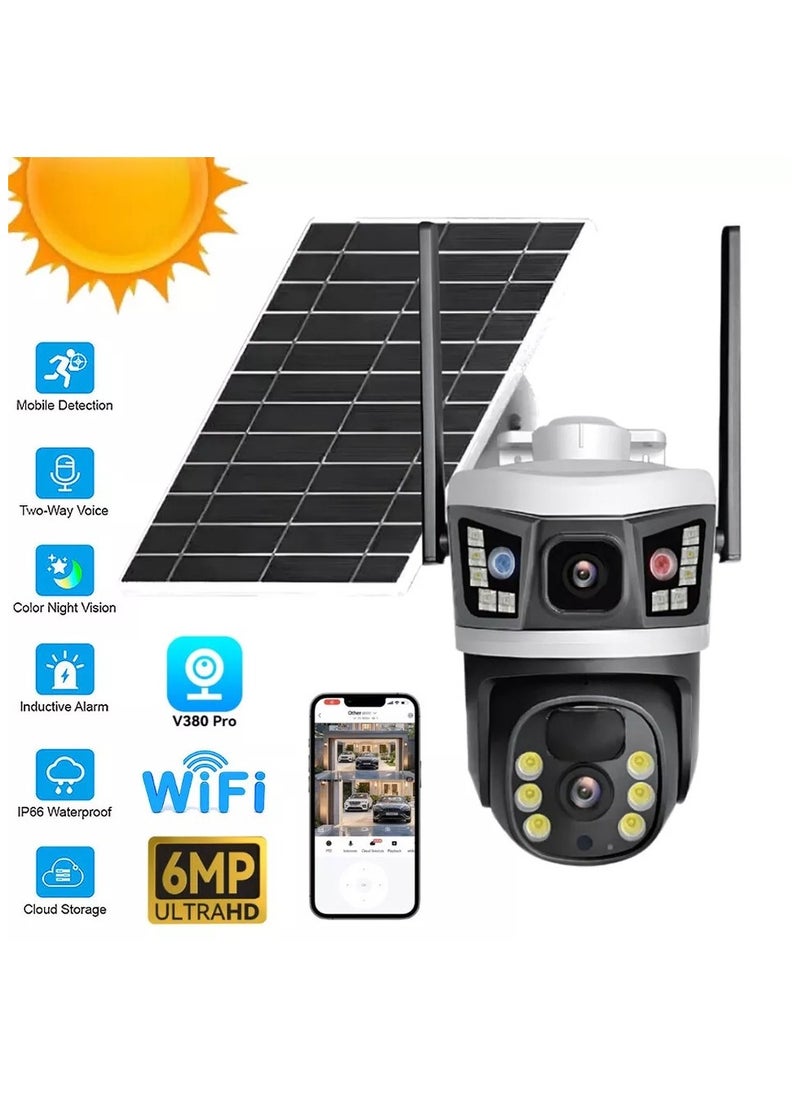 Generic - 6MP Dual-Lens Outdoor WiFi Security Camera – IP66 Waterproof Surveillance Cam with Full-Color Night Vision, Motion Detection, Two-Way Audio, Remote Access via App - Image 1