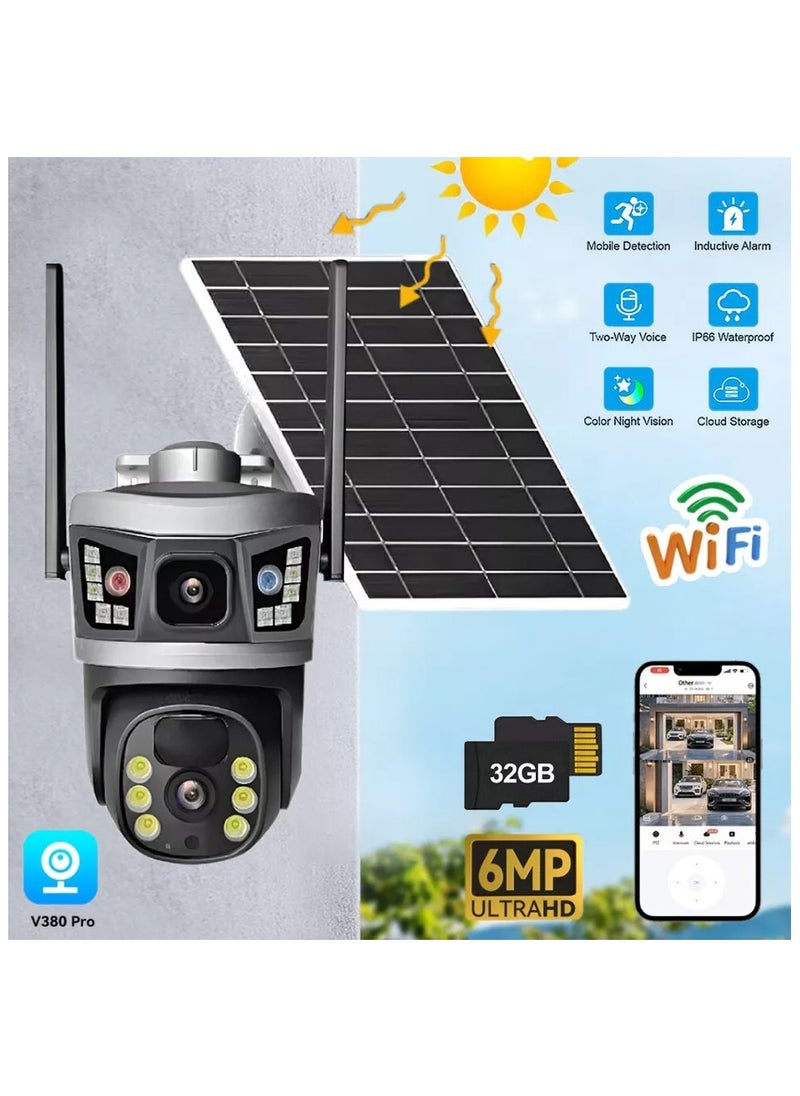 Generic - 6MP Dual-Lens Outdoor WiFi Security Camera – IP66 Waterproof Surveillance Cam with Full-Color Night Vision, Motion Detection, Two-Way Audio, Remote Access via App - Image 1