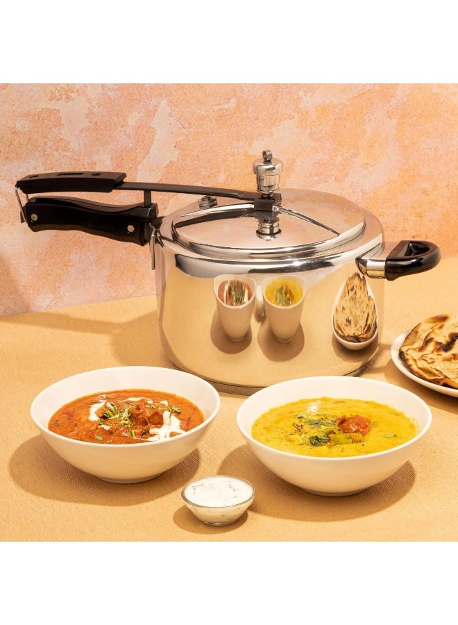 VINOD 5.5Liters Stainless Steel Inner Lid Pressure Cooker - 5.5 Litre | Sandwich Bottom Cooker | Induction and Gas Base | ISI and CE Certified silver - Image 5