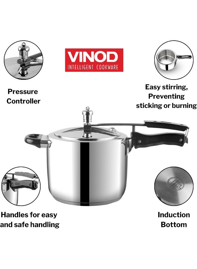 VINOD 5.5Liters Stainless Steel Inner Lid Pressure Cooker - 5.5 Litre | Sandwich Bottom Cooker | Induction and Gas Base | ISI and CE Certified silver - Image 4