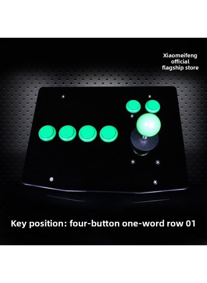 Right Hand Rocker King Of Fighters USB Rocker Backhand Arcade Game Rocker Computer USB Fighting Arcade PC Joystick-Product Color:One-line Straight Row Green Right Flashlight Brain Joystick  - Image 1