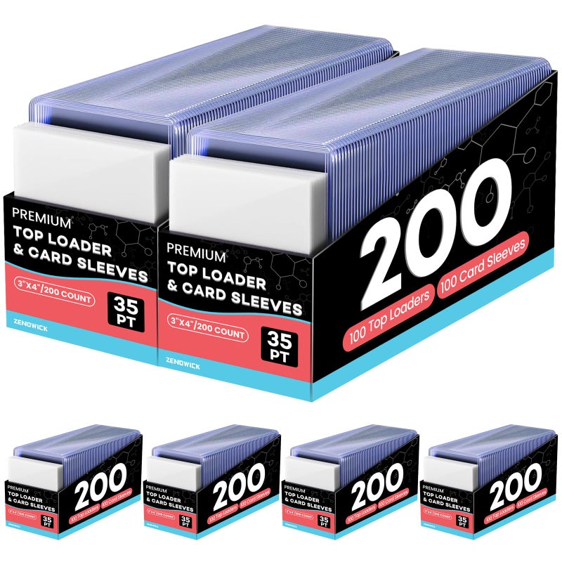ZENOWICK 1200 Card Sleeves Top Loaders for Cards, 3" x 4" Hard Plastic Toploaders, Baseball Card Protectors, Trading Card Holder for Football Sports Cards (600 Toploaders + 600 Penny Sleeves) - Image 1