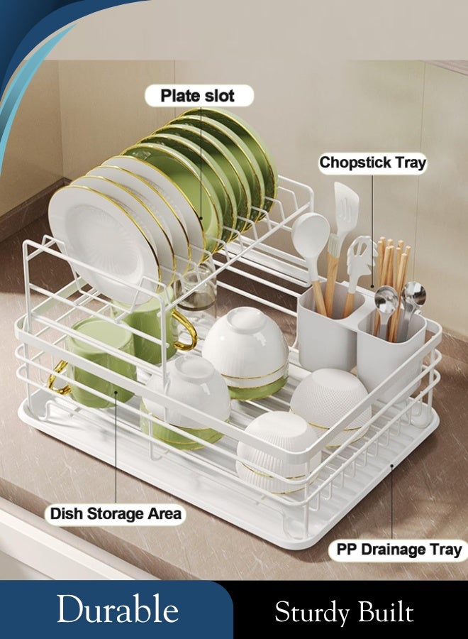 RACK STORE Large Dish Drying Rack for Kitchen Counter, Detachable Large Capacity Dish Drainer Organizer, 2-Tier Dish Racks with Utensil Holder - Image 5