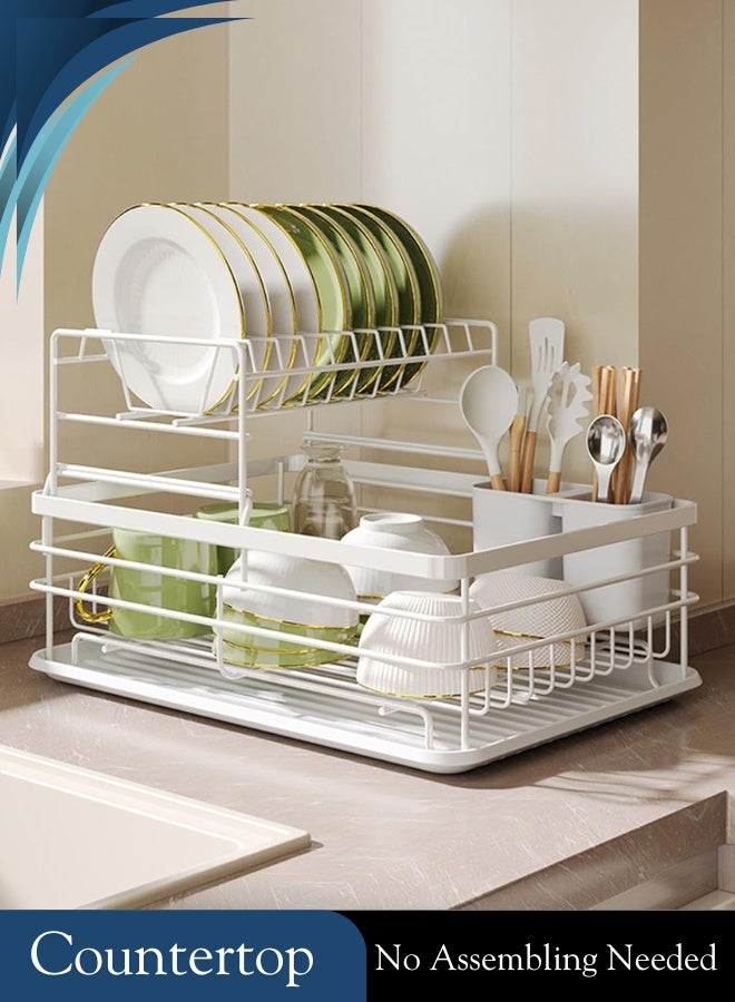 RACK STORE Large Dish Drying Rack for Kitchen Counter, Detachable Large Capacity Dish Drainer Organizer, 2-Tier Dish Racks with Utensil Holder - Image 1