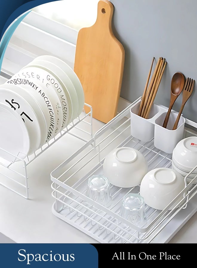 RACK STORE Large Dish Drying Rack for Kitchen Counter, Detachable Large Capacity Dish Drainer Organizer, 2-Tier Dish Racks with Utensil Holder - Image 4