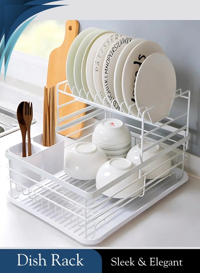 RACK STORE Large Dish Drying Rack for Kitchen Counter, Detachable Large Capacity Dish Drainer Organizer, 2-Tier Dish Racks with Utensil Holder - Image 2
