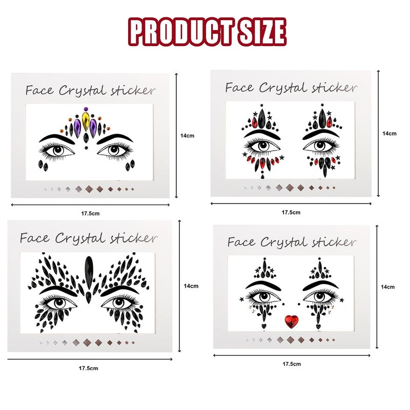 Bowitzki Face Jewels Halloween Rhinestone Stickers Self Adhesive Crystal Makeup Face Gems Stick for Festival Accessory Decorations (A) - Image 5