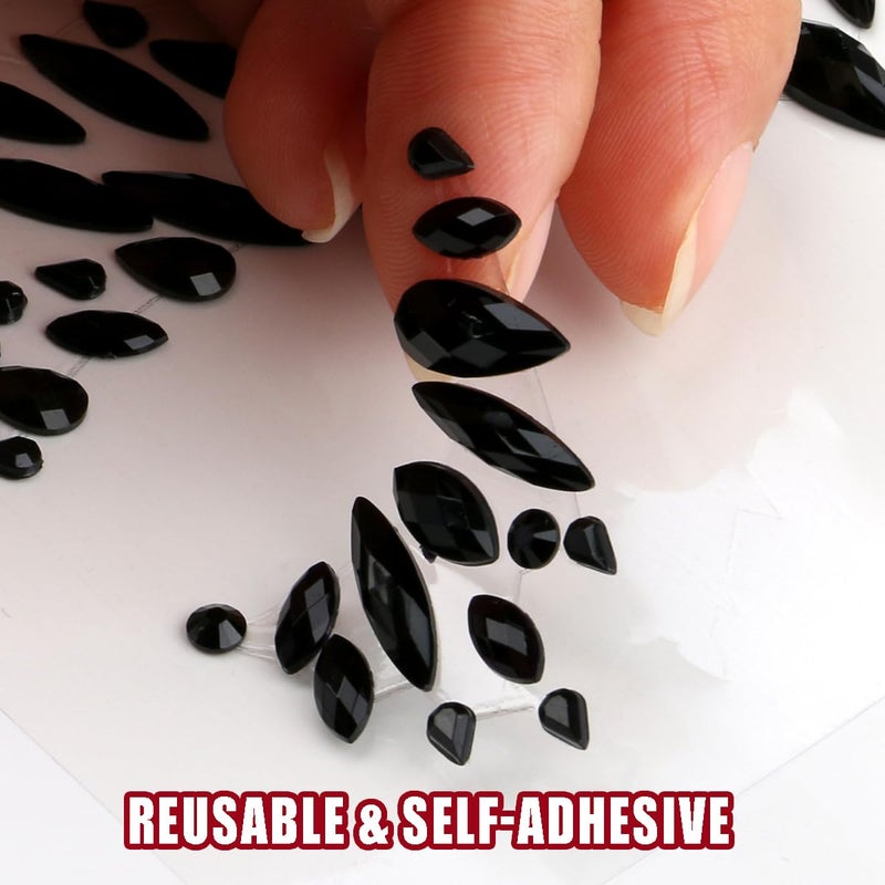 Bowitzki Face Jewels Halloween Rhinestone Stickers Self Adhesive Crystal Makeup Face Gems Stick for Festival Accessory Decorations (A) - Image 2