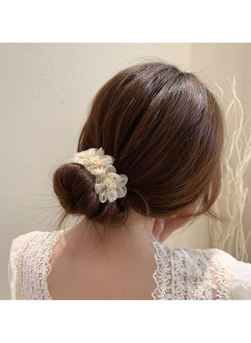 Bukela Hair Bun Maker,  4 Pieces Flowers Deft Bun Maker, Magic Donut Hair Bun Maker,  French Hairstyle Twist Bun Hair Accessories for Girls Hair - Image 5