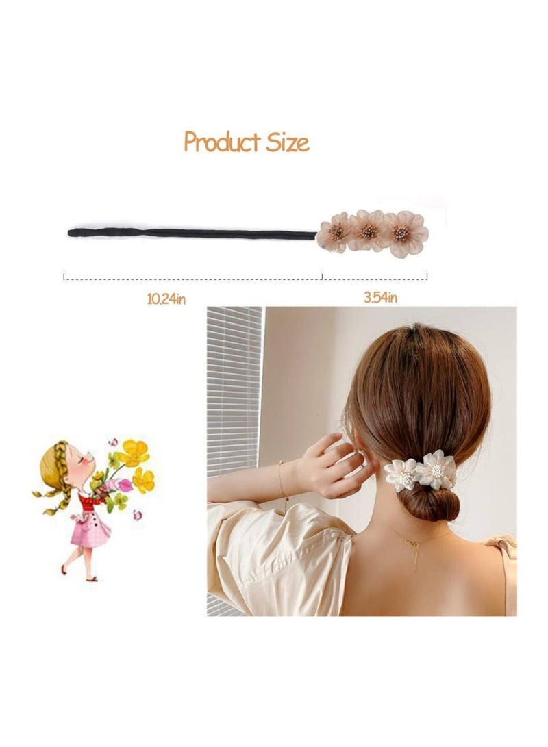 Bukela Hair Bun Maker,  4 Pieces Flowers Deft Bun Maker, Magic Donut Hair Bun Maker,  French Hairstyle Twist Bun Hair Accessories for Girls Hair - Image 3