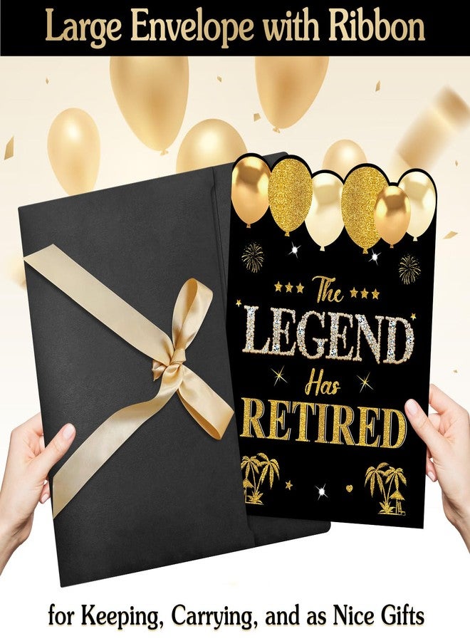 Uiorgui Retirement Card for Man Woman, Black Gold Large Retirement Card for Signing Jumbo The Legend Has Retired Guest Book Greeting Card with Envelope Retired Decorations Gift - Image 4