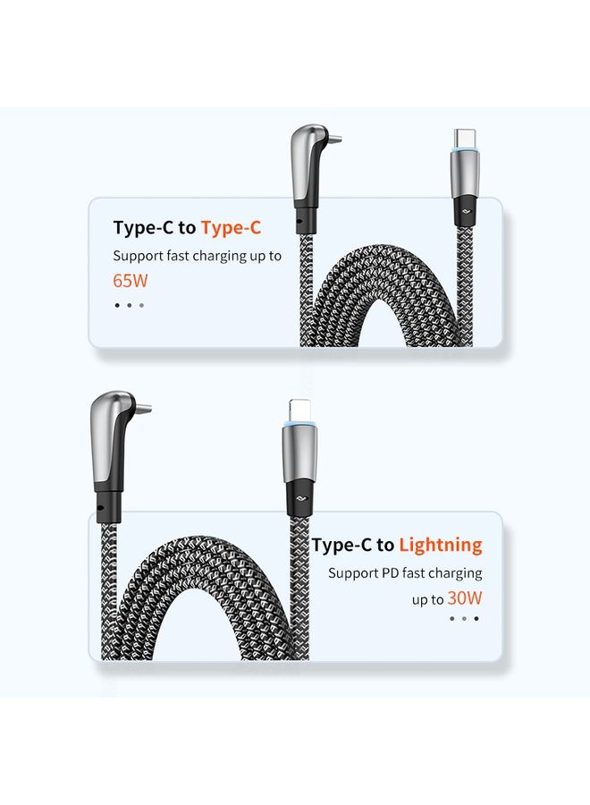 ENKAY PD30W Elbow Type-C to 8 Pin Fast Charging Data Braid Cable with Indicator Light, Length:0.5m - Image 2