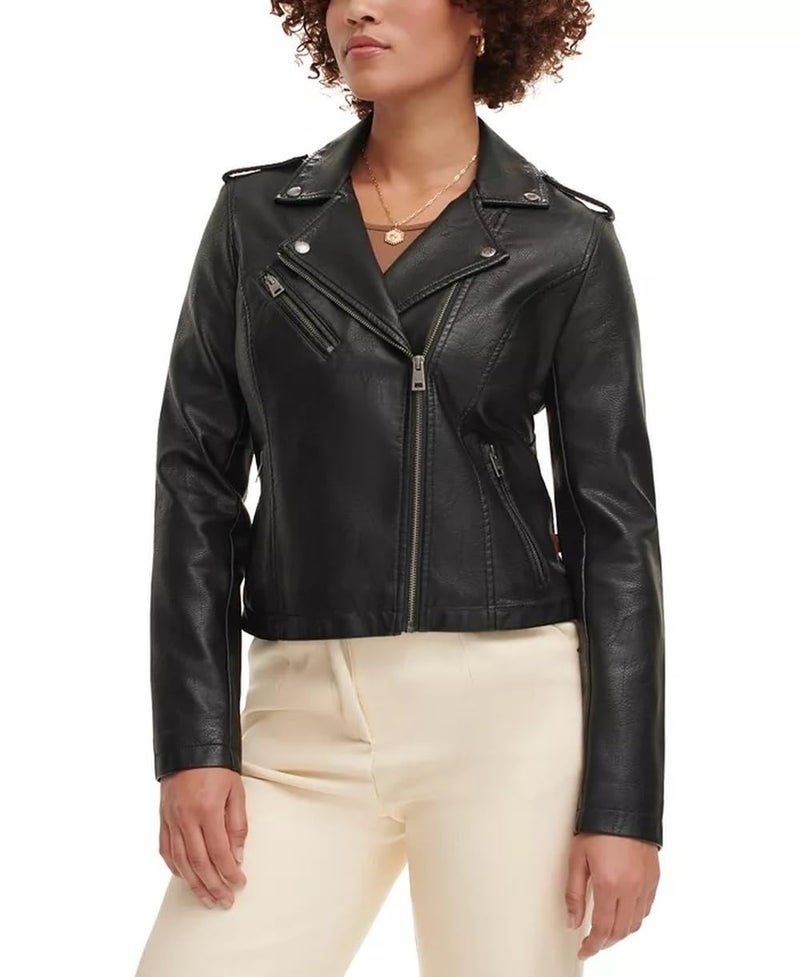 Levi's Levis Womens Faux Leather Classic Motorcycle Jacket Regular and Plus Sizes BLACK Medium - Image 2