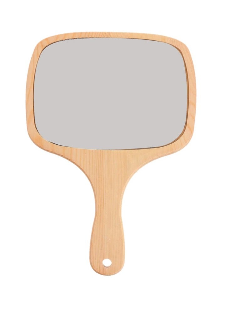 Wooden Hand Mirror Handheld Makeup Mirror with Handle for Barber Hairdressing  - Image 1