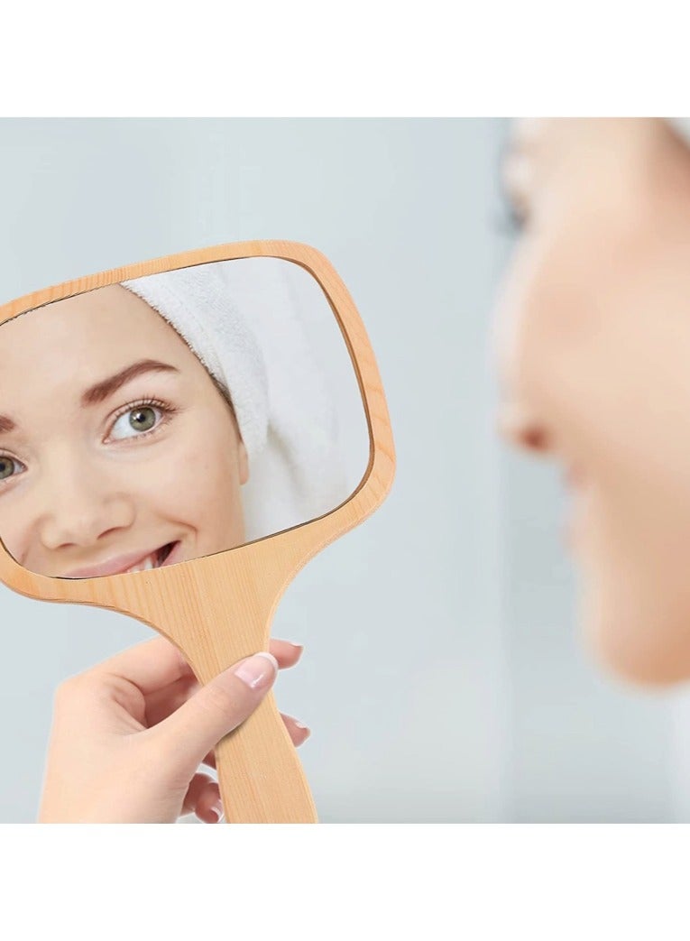 Wooden Hand Mirror Handheld Makeup Mirror with Handle for Barber Hairdressing  - Image 3