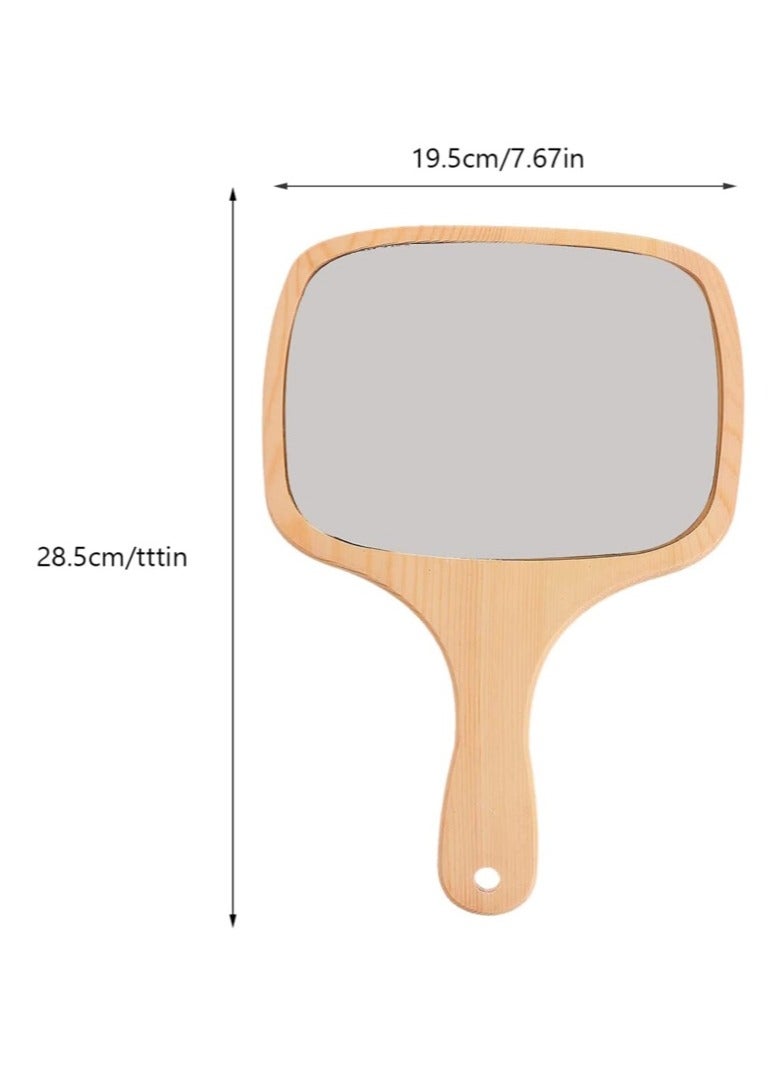 Wooden Hand Mirror Handheld Makeup Mirror with Handle for Barber Hairdressing  - Image 4