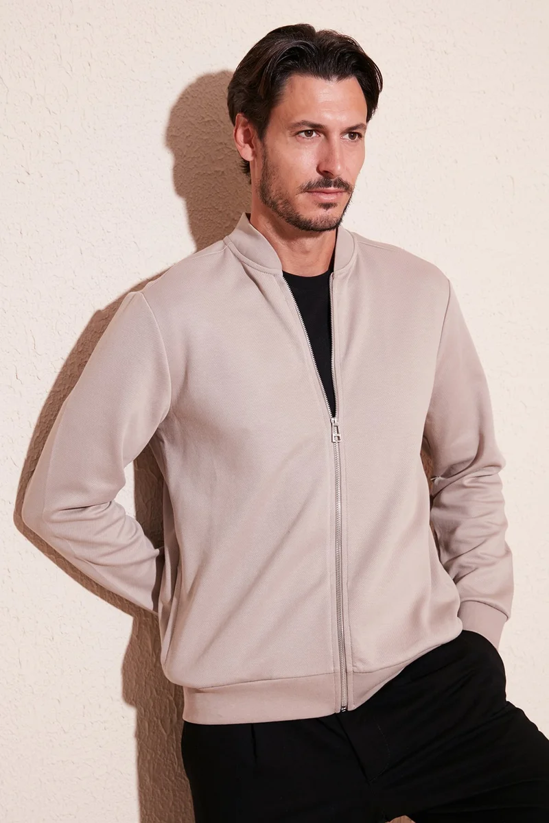 بوراتي Cotton Zippered College Collar Regular Fit Cardigan Men's Cardigan 5905507