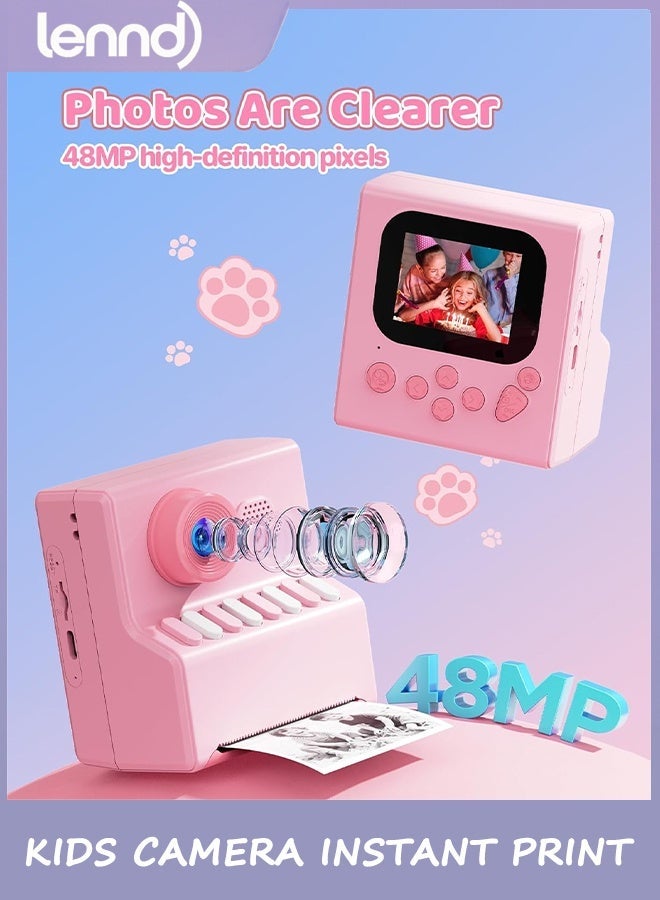 LENND Kids Camera Instant Print Pink: LENND 32G Instant Print Camera for Kids -1080P HD - Christmas Birthday for Girls Age 3-12 - Ideal Toy for 3 4 5 6 7 8 9 10 11 12 Girls Boys - Image 2