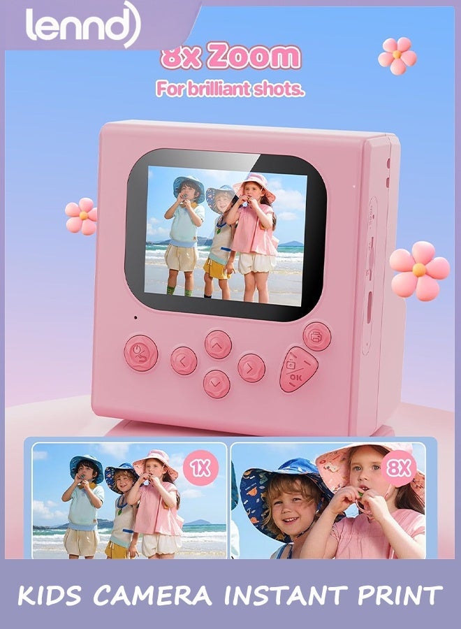 LENND Kids Camera Instant Print Pink: LENND 32G Instant Print Camera for Kids -1080P HD - Christmas Birthday for Girls Age 3-12 - Ideal Toy for 3 4 5 6 7 8 9 10 11 12 Girls Boys - Image 3