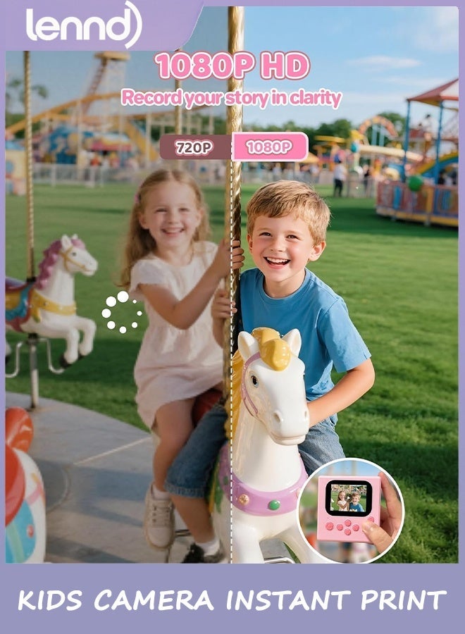 LENND Kids Camera Instant Print Pink: LENND 32G Instant Print Camera for Kids -1080P HD - Christmas Birthday for Girls Age 3-12 - Ideal Toy for 3 4 5 6 7 8 9 10 11 12 Girls Boys - Image 4