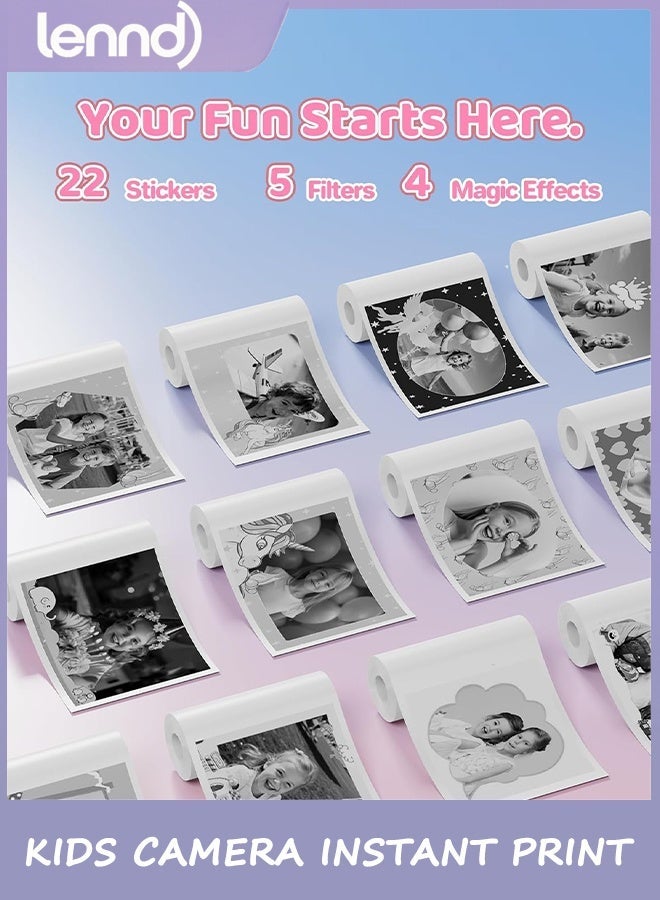 LENND Kids Camera Instant Print Pink: LENND 32G Instant Print Camera for Kids -1080P HD - Christmas Birthday for Girls Age 3-12 - Ideal Toy for 3 4 5 6 7 8 9 10 11 12 Girls Boys - Image 5