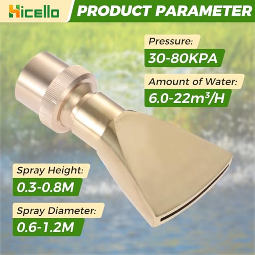 Hicello 1" Brass DN25 Fan Shaped Fountain Nozzle Flat Duck-Bill Fountain Head Sprinkler Spray Head for Garden Pond, Amusement Park, Museum, Library - Image 4