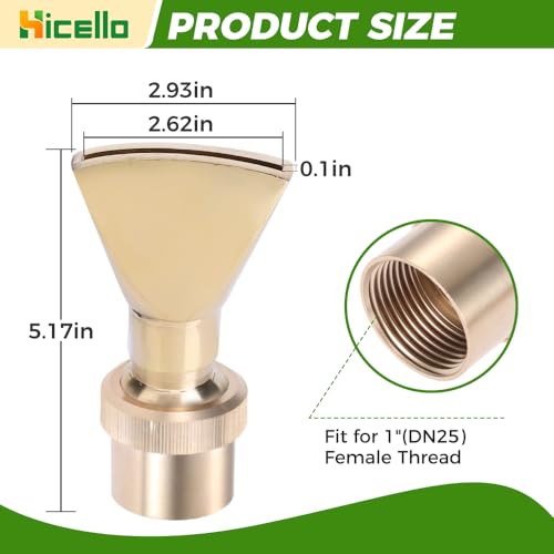 Hicello 1" Brass DN25 Fan Shaped Fountain Nozzle Flat Duck-Bill Fountain Head Sprinkler Spray Head for Garden Pond, Amusement Park, Museum, Library - Image 3