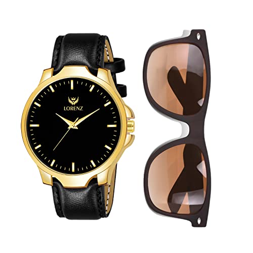 LORENZ Gift Set Combo of Men's Analogue Black Dial Watch & Brown Sunglasses | CM-303SN-13 - Image 2