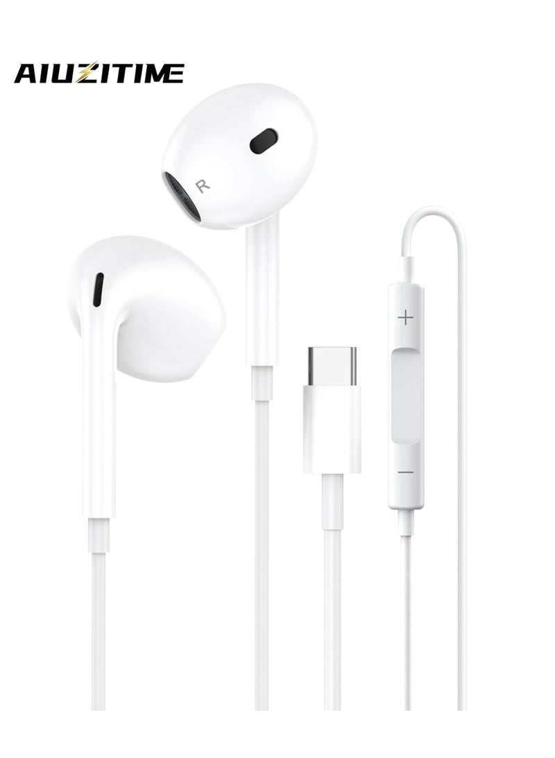 AIUZITIME USB C Wired Headphones Wired for iPhone 17 Pro max, iPhone 16 Pro Max, Type C Earbuds Earphones with & Volume Control,  Earbuds Wired for Samsung Galaxy S25 Series,iPad, Huawei, Honor, Xiaomi,Pixel - Image 1