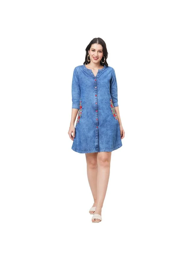 #Be Short dress in sturdy denim with pockets