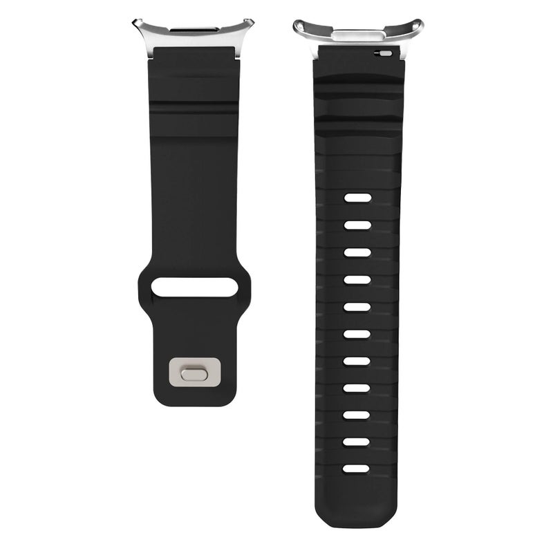 AD سوار ساعة ذكية رياضي من السيليكون متوافق مع Samsung Galaxy Watch Ultra بملاءمة قابلة للتعديل وحزام ناعم للاستبدال اليومي باللون أسود قابل للتعديل باللون الأسود - Image 4
