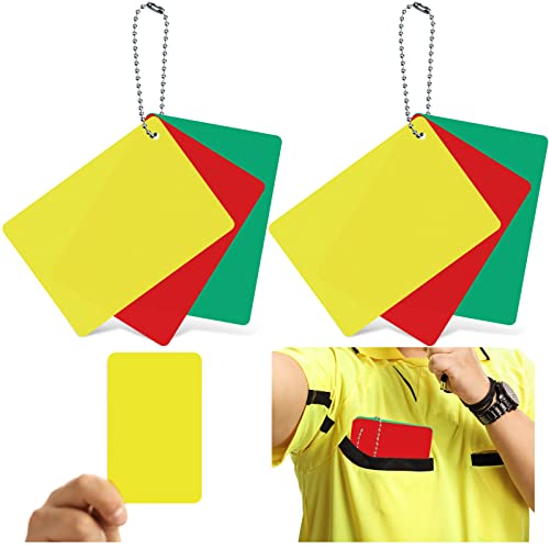 Qunclay 2 Sets Referee Penalty Cards Football Referee Card Sets Soccer Warning Ejection Delay Green Red and Yellow Cards for Sports Game Officials Kit - Image 1