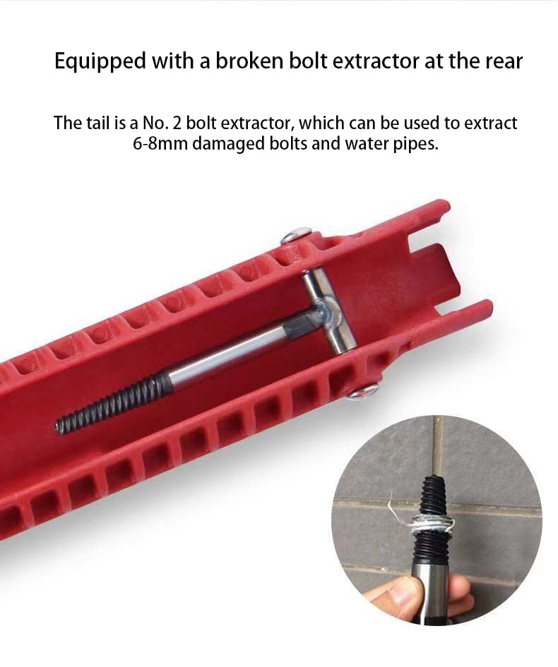 Qiuerte 8 in 1 Multifunctional Sink Bathroom Wrench, Plumbing Installation Tool Household Water Pipe Faucet Washing Basin Corner Valve Sink Repair Removal Tool - Image 4