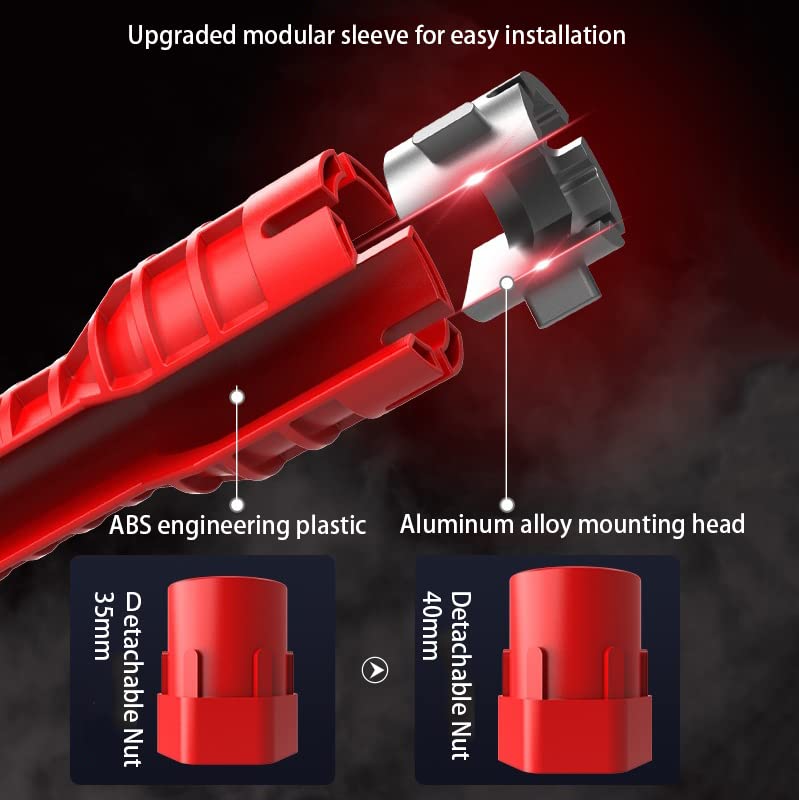 Qiuerte 8 in 1 Multifunctional Sink Bathroom Wrench, Plumbing Installation Tool Household Water Pipe Faucet Washing Basin Corner Valve Sink Repair Removal Tool - Image 3